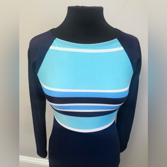 DKNY Navy Striped Swim Mini Dress Scuba Coverup Size XS - Picture 4 of 7